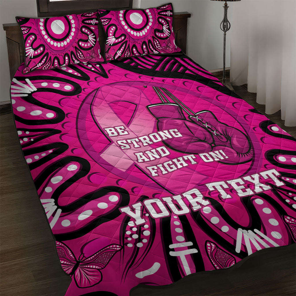 Personalised Australia Breast Cancer Quilt Bed Set Pink Boxing Ribbon Be Strong And Fight On