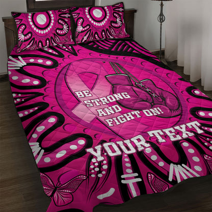 Personalised Australia Breast Cancer Quilt Bed Set Pink Boxing Ribbon Be Strong And Fight On
