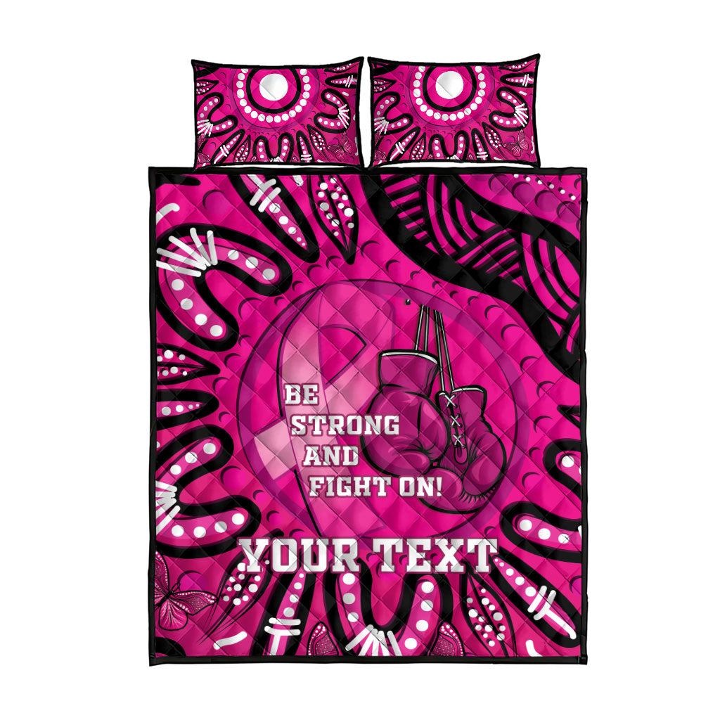Personalised Australia Breast Cancer Quilt Bed Set Pink Boxing Ribbon Be Strong And Fight On