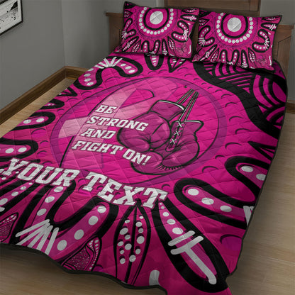 Personalised Australia Breast Cancer Quilt Bed Set Pink Boxing Ribbon Be Strong And Fight On