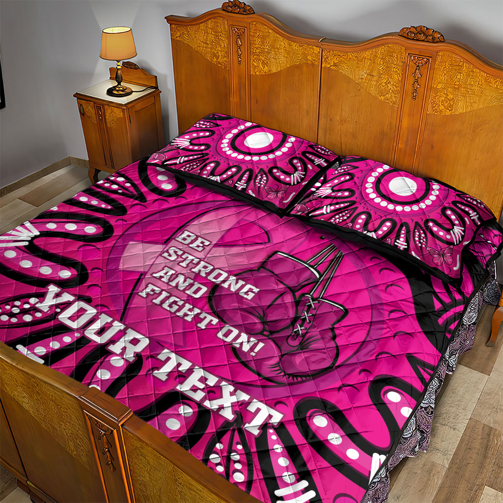 Personalised Australia Breast Cancer Quilt Bed Set Pink Boxing Ribbon Be Strong And Fight On