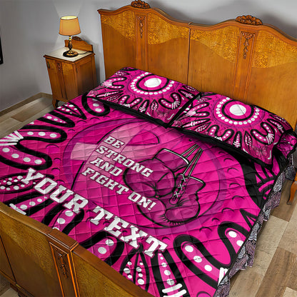 Personalised Australia Breast Cancer Quilt Bed Set Pink Boxing Ribbon Be Strong And Fight On