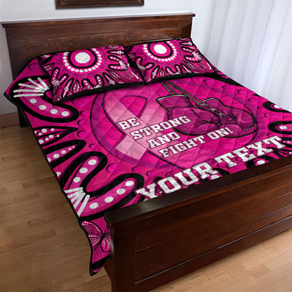 Personalised Australia Breast Cancer Quilt Bed Set Pink Boxing Ribbon Be Strong And Fight On