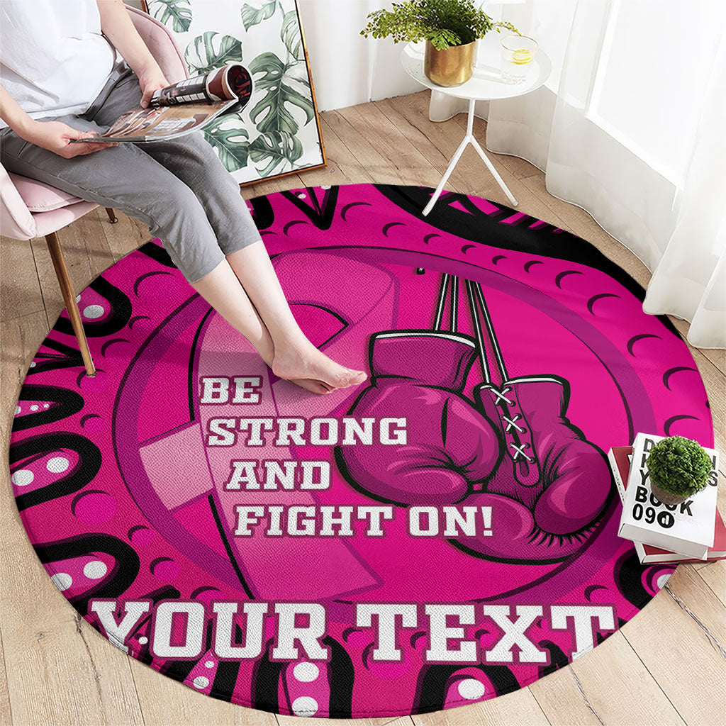 Personalised Australia Breast Cancer Round Carpet Pink Boxing Ribbon Be Strong And Fight On