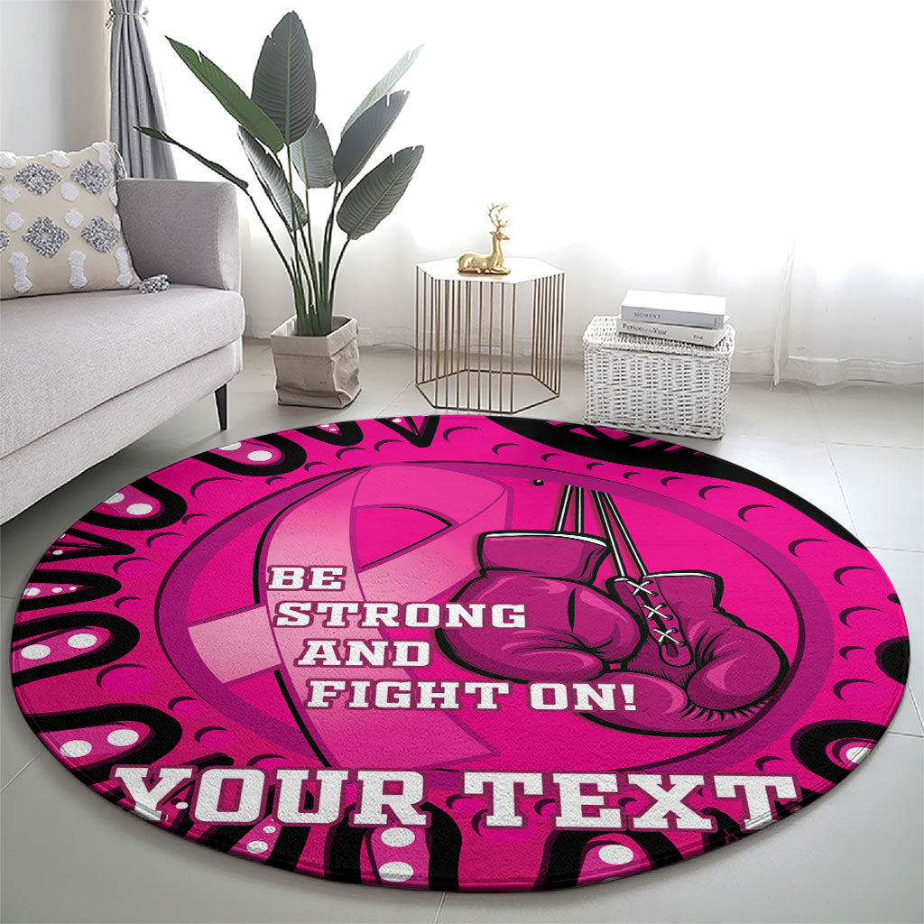 Personalised Australia Breast Cancer Round Carpet Pink Boxing Ribbon Be Strong And Fight On