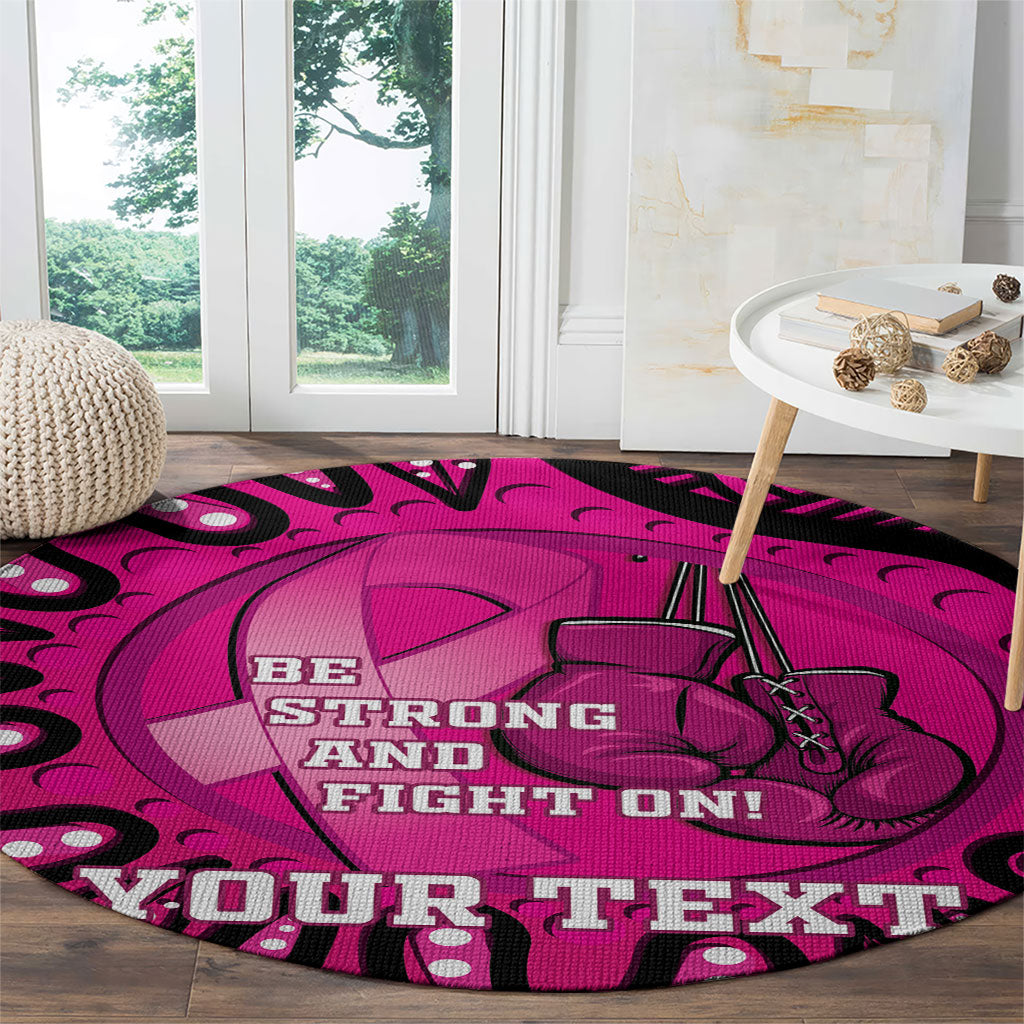 Personalised Australia Breast Cancer Round Carpet Pink Boxing Ribbon Be Strong And Fight On