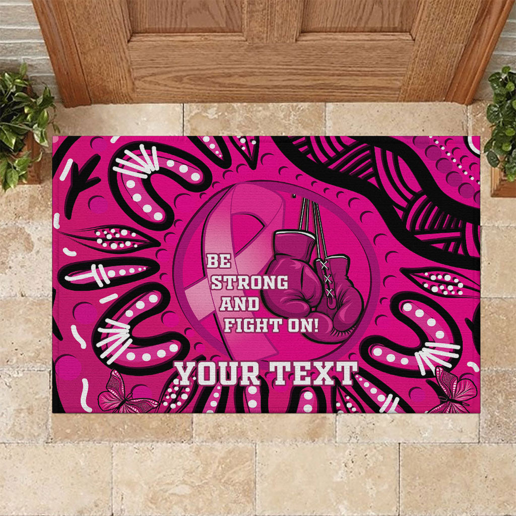 Personalised Australia Breast Cancer Rubber Doormat Pink Boxing Ribbon Be Strong And Fight On