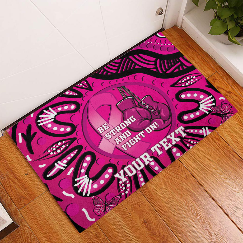 Personalised Australia Breast Cancer Rubber Doormat Pink Boxing Ribbon Be Strong And Fight On