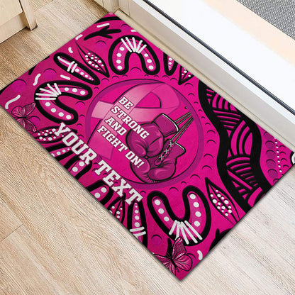 Personalised Australia Breast Cancer Rubber Doormat Pink Boxing Ribbon Be Strong And Fight On