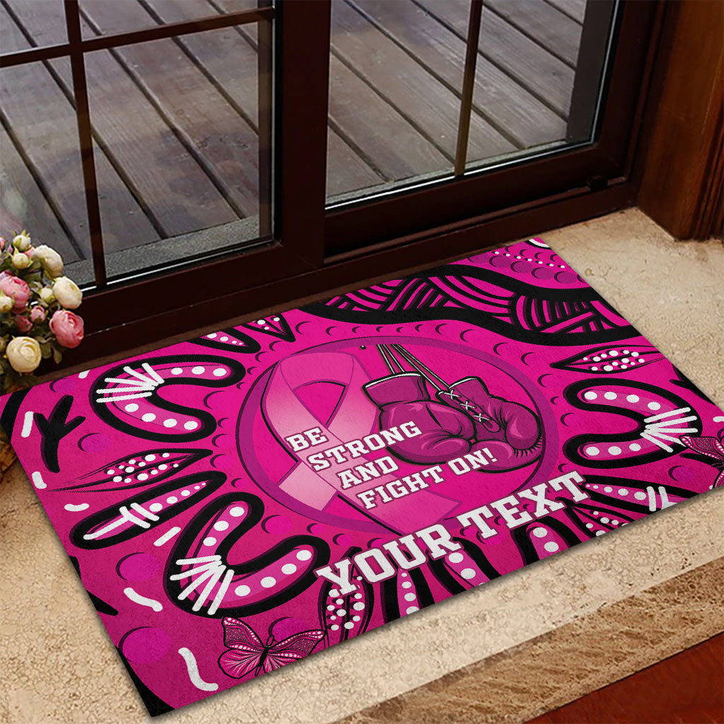 Personalised Australia Breast Cancer Rubber Doormat Pink Boxing Ribbon Be Strong And Fight On