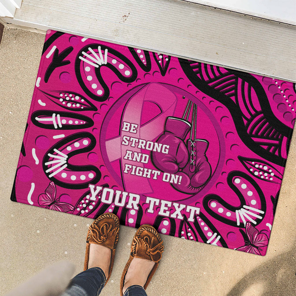 Personalised Australia Breast Cancer Rubber Doormat Pink Boxing Ribbon Be Strong And Fight On
