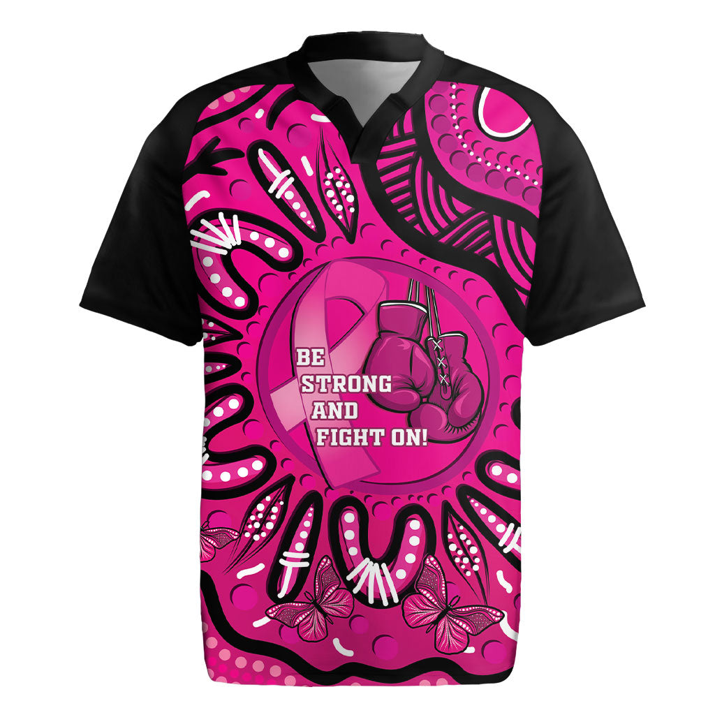 Personalised Australia Breast Cancer Rugby Jersey Pink Boxing Ribbon Be Strong And Fight On