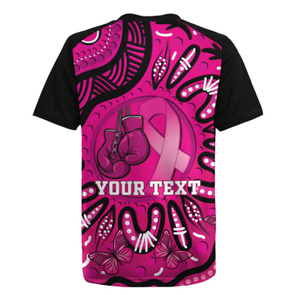 Personalised Australia Breast Cancer Rugby Jersey Pink Boxing Ribbon Be Strong And Fight On