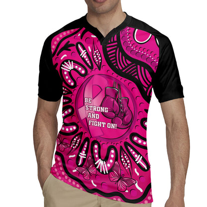 Personalised Australia Breast Cancer Rugby Jersey Pink Boxing Ribbon Be Strong And Fight On