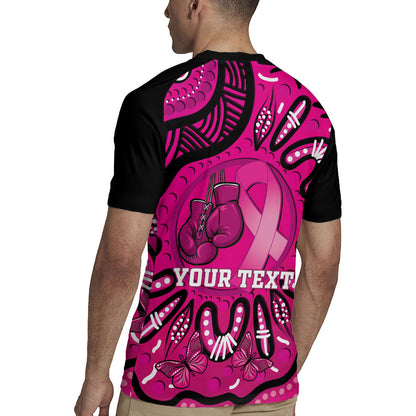 Personalised Australia Breast Cancer Rugby Jersey Pink Boxing Ribbon Be Strong And Fight On
