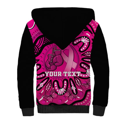 Personalised Australia Breast Cancer Sherpa Hoodie Pink Boxing Ribbon Be Strong And Fight On