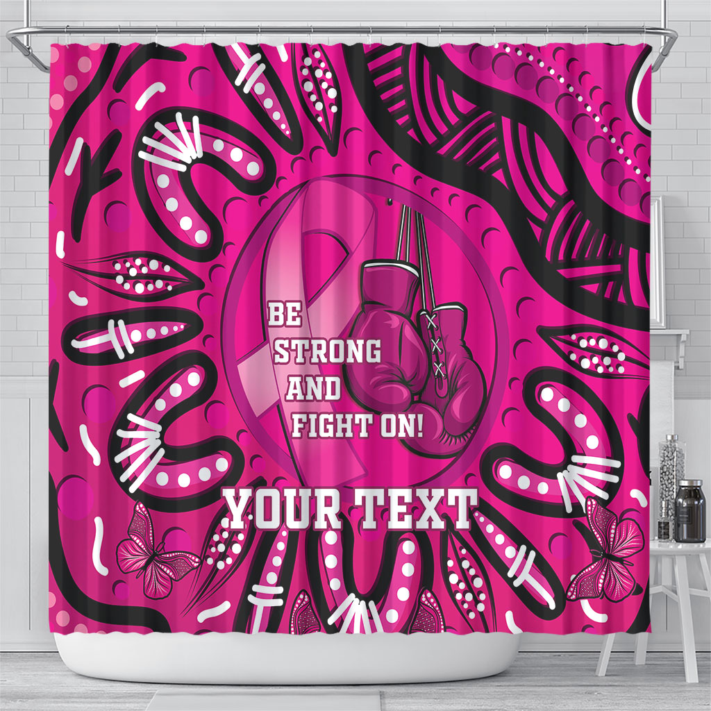 Personalised Australia Breast Cancer Shower Curtain Pink Boxing Ribbon Be Strong And Fight On