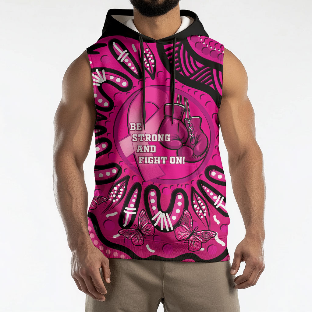 Personalised Australia Breast Cancer Sleeveless Hoodie Pink Boxing Ribbon Be Strong And Fight On
