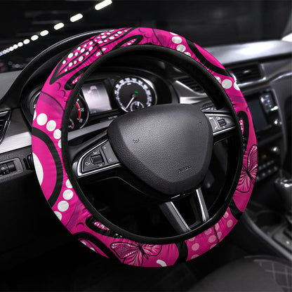 Australia Breast Cancer Steering Wheel Cover Pink Boxing Ribbon Be Strong And Fight On