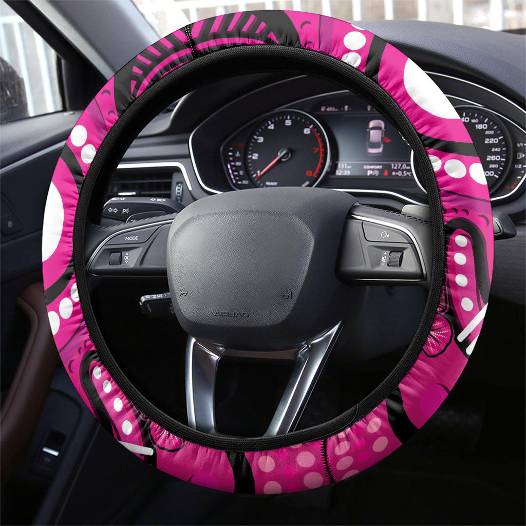 Australia Breast Cancer Steering Wheel Cover Pink Boxing Ribbon Be Strong And Fight On
