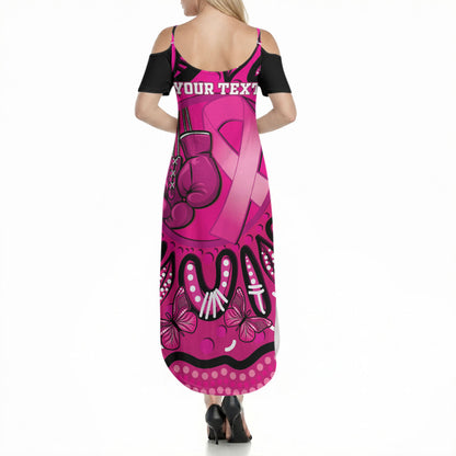 Personalised Australia Breast Cancer Summer Maxi Dress Pink Boxing Ribbon Be Strong And Fight On