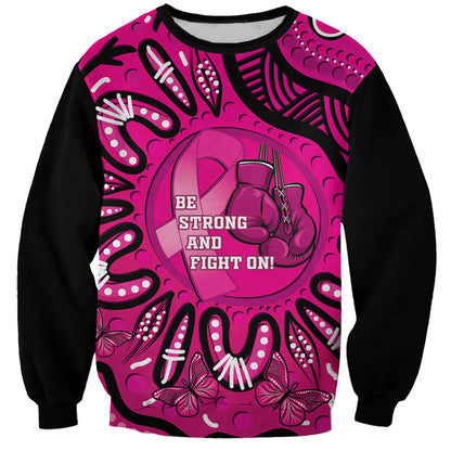 Personalised Australia Breast Cancer Sweatshirt Pink Boxing Ribbon Be Strong And Fight On