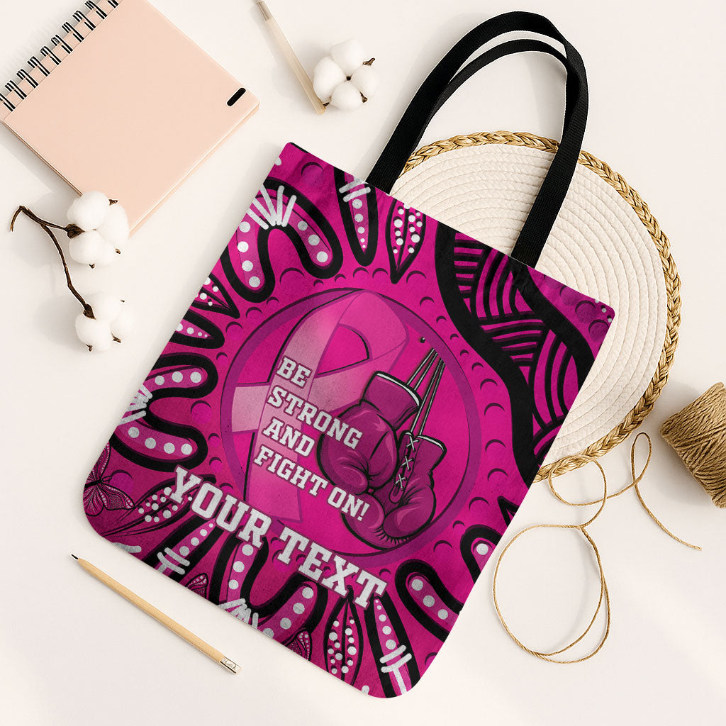 Personalised Australia Breast Cancer Tote Bag Pink Boxing Ribbon Be Strong And Fight On