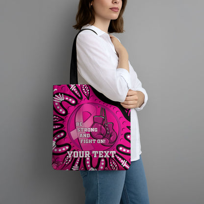 Personalised Australia Breast Cancer Tote Bag Pink Boxing Ribbon Be Strong And Fight On