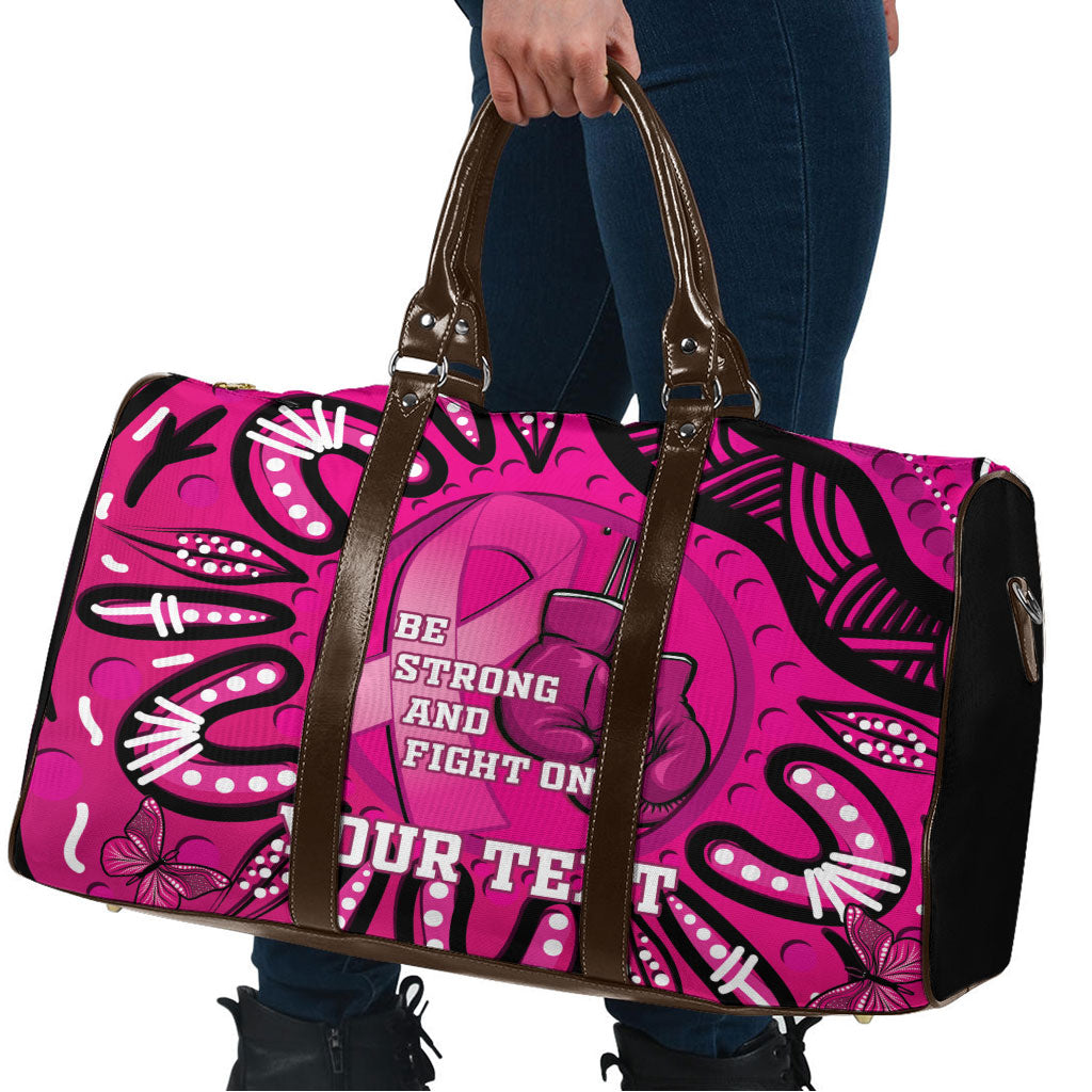 Personalised Australia Breast Cancer Travel Bag Pink Boxing Ribbon Be Strong And Fight On