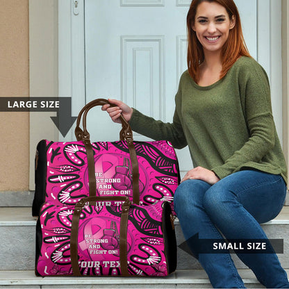 Personalised Australia Breast Cancer Travel Bag Pink Boxing Ribbon Be Strong And Fight On
