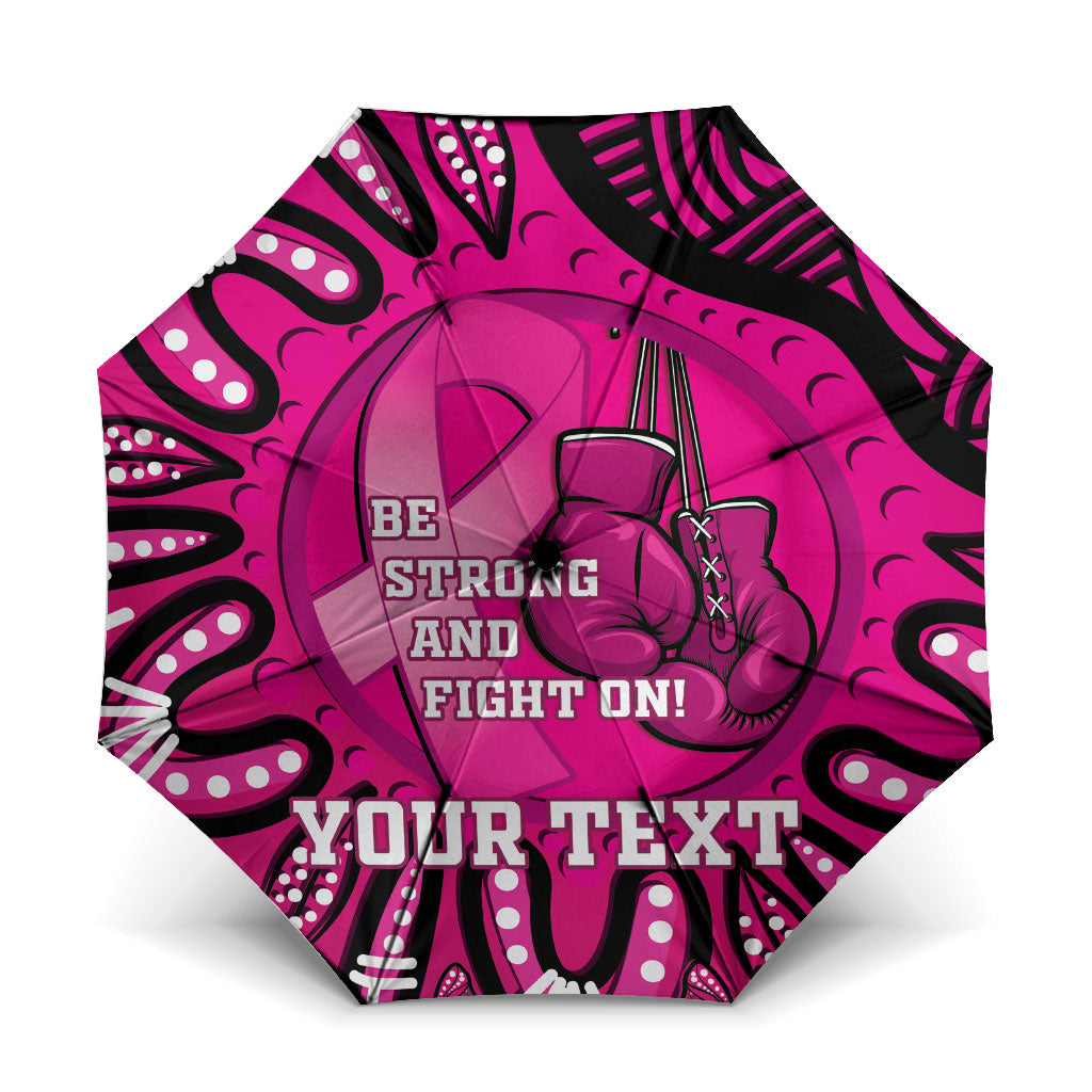 Personalised Australia Breast Cancer Umbrella Pink Boxing Ribbon Be Strong And Fight On