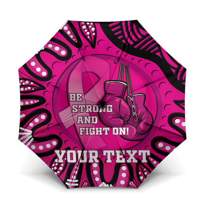 Personalised Australia Breast Cancer Umbrella Pink Boxing Ribbon Be Strong And Fight On