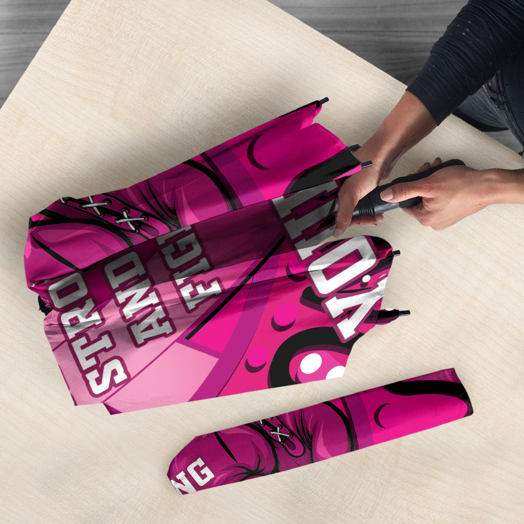 Personalised Australia Breast Cancer Umbrella Pink Boxing Ribbon Be Strong And Fight On