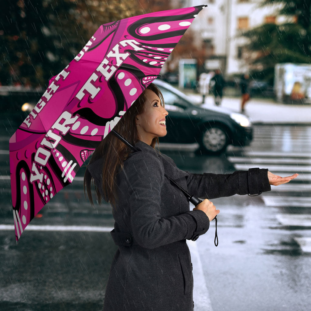 Personalised Australia Breast Cancer Umbrella Pink Boxing Ribbon Be Strong And Fight On