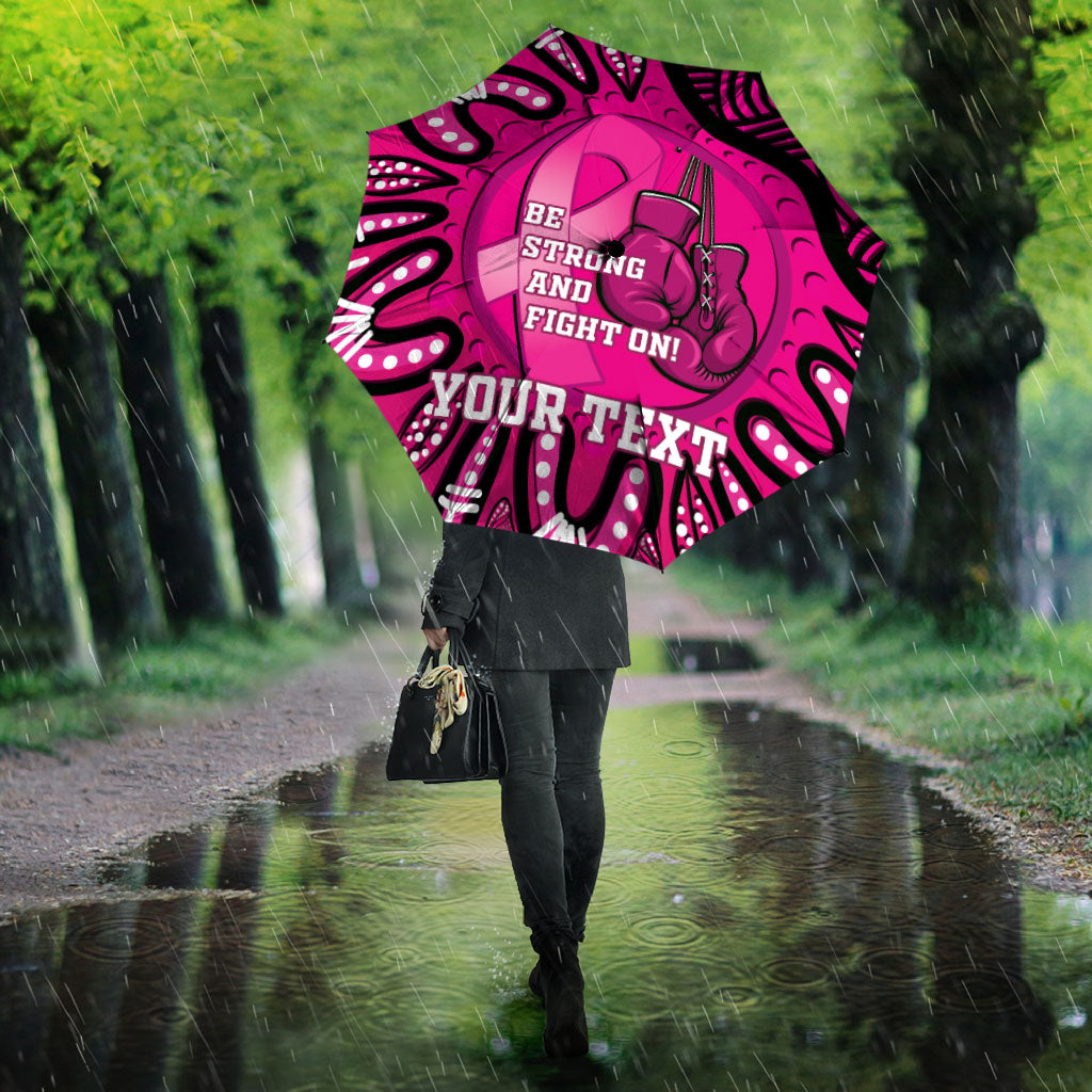 Personalised Australia Breast Cancer Umbrella Pink Boxing Ribbon Be Strong And Fight On