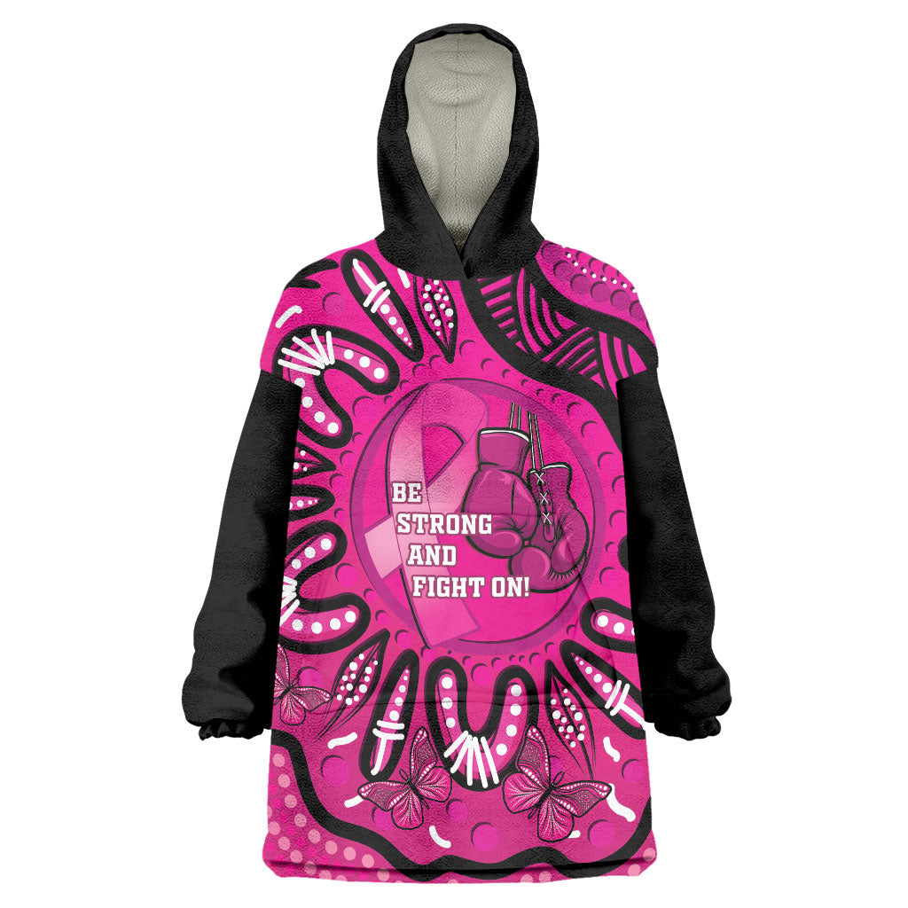 Personalised Australia Breast Cancer Wearable Blanket Hoodie Pink Boxing Ribbon Be Strong And Fight On