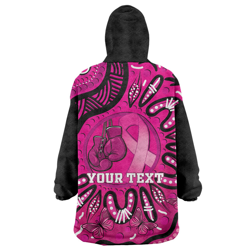Personalised Australia Breast Cancer Wearable Blanket Hoodie Pink Boxing Ribbon Be Strong And Fight On