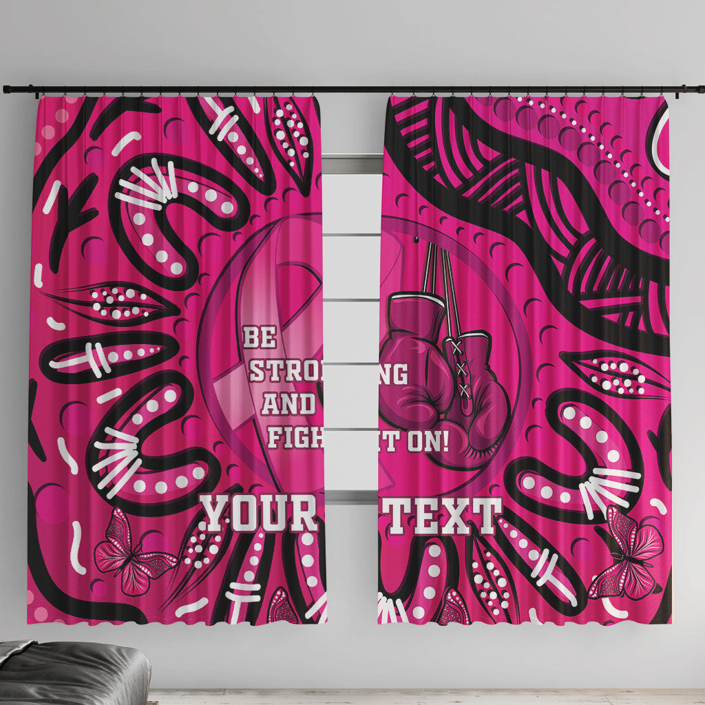 Personalised Australia Breast Cancer Window Curtain Pink Boxing Ribbon Be Strong And Fight On