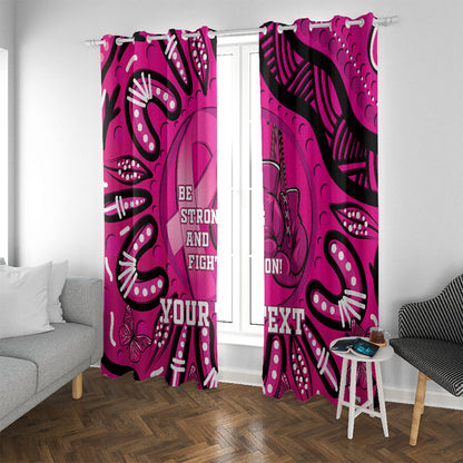 Personalised Australia Breast Cancer Window Curtain Pink Boxing Ribbon Be Strong And Fight On