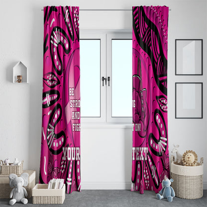 Personalised Australia Breast Cancer Window Curtain Pink Boxing Ribbon Be Strong And Fight On