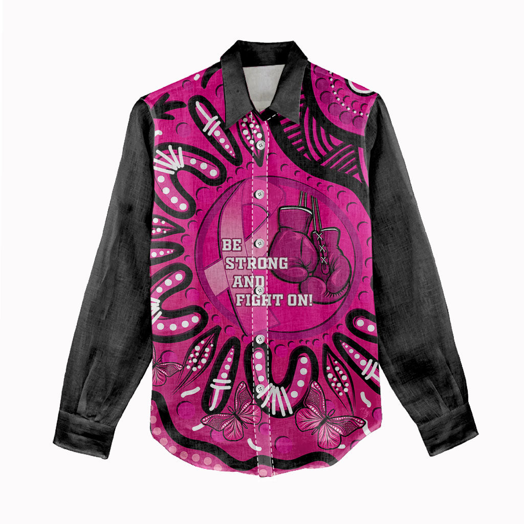 Personalised Australia Breast Cancer Women Casual Shirt Pink Boxing Ribbon Be Strong And Fight On