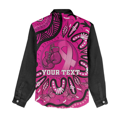 Personalised Australia Breast Cancer Women Casual Shirt Pink Boxing Ribbon Be Strong And Fight On