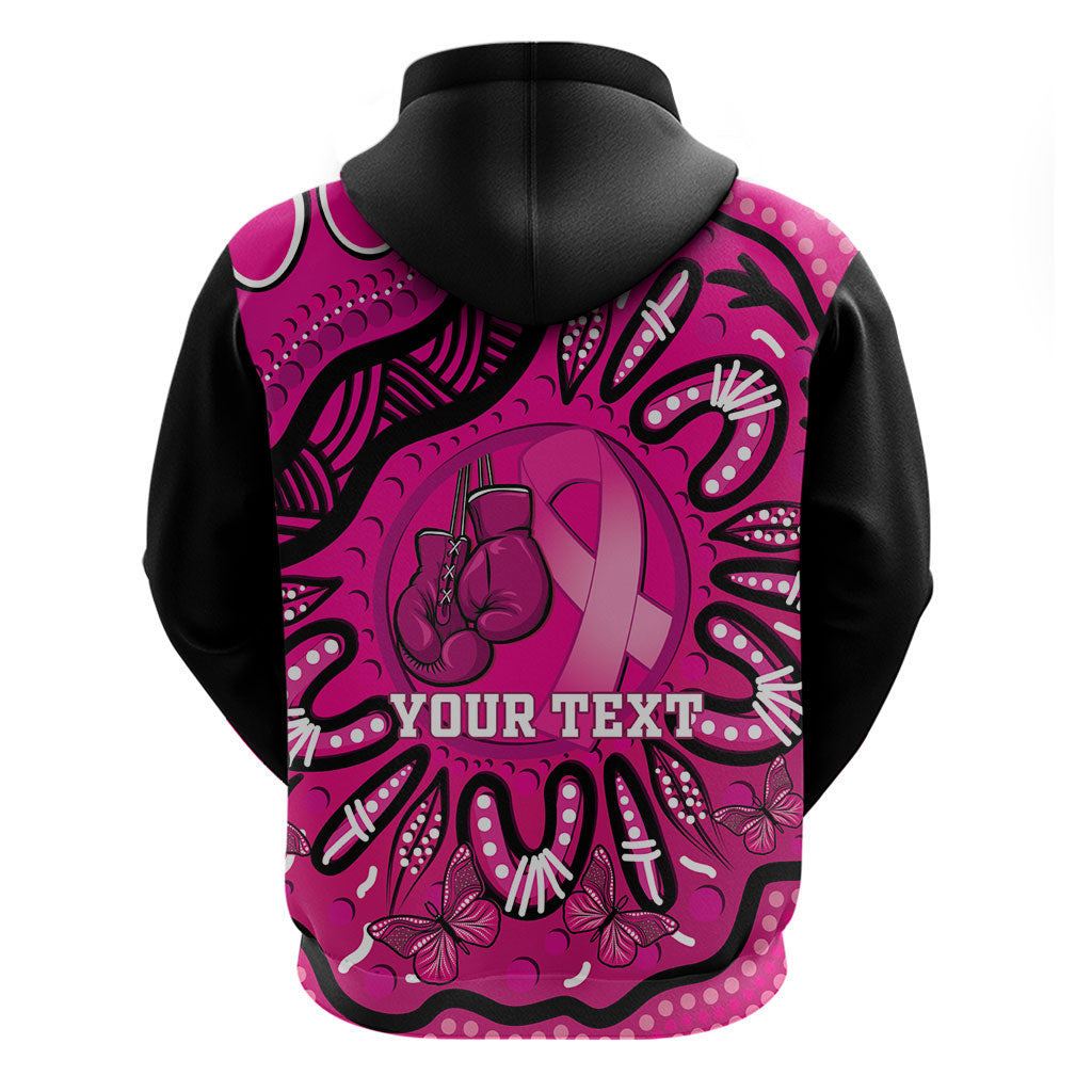Personalised Australia Breast Cancer Zip Hoodie Pink Boxing Ribbon Be Strong And Fight On