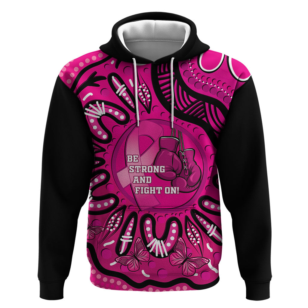 Personalised Australia Breast Cancer Zip Hoodie Pink Boxing Ribbon Be Strong And Fight On