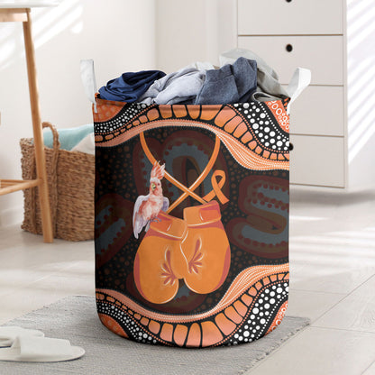 Australia Leukemia Support Laundry Basket Aussie Cockatoo Fight Boxing Gloves Aboriginal Art