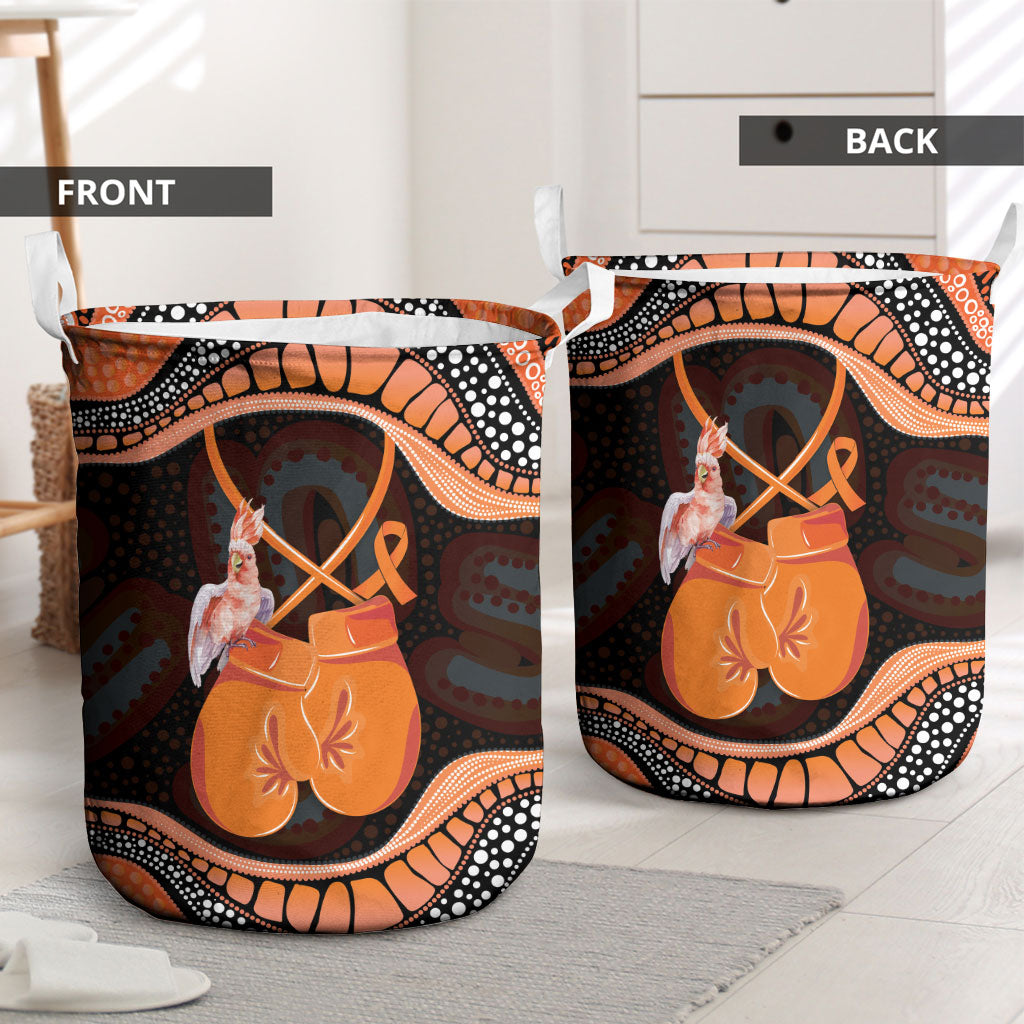Australia Leukemia Support Laundry Basket Aussie Cockatoo Fight Boxing Gloves Aboriginal Art