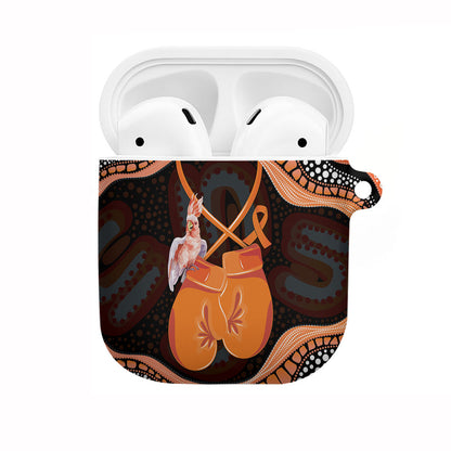 Australia Leukemia Support AirPods Case Aussie Cockatoo Fight Boxing Gloves Aboriginal Art
