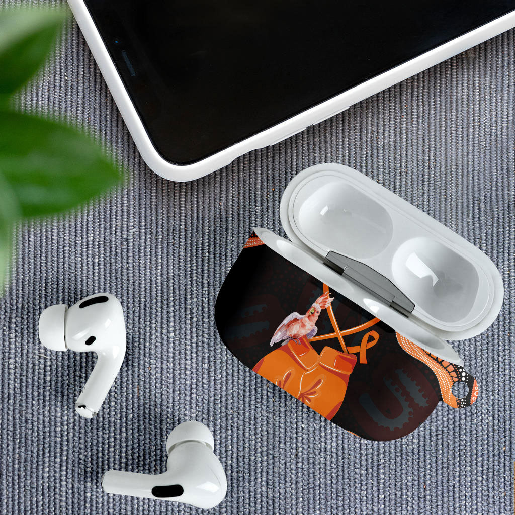 Australia Leukemia Support AirPods Case Aussie Cockatoo Fight Boxing Gloves Aboriginal Art