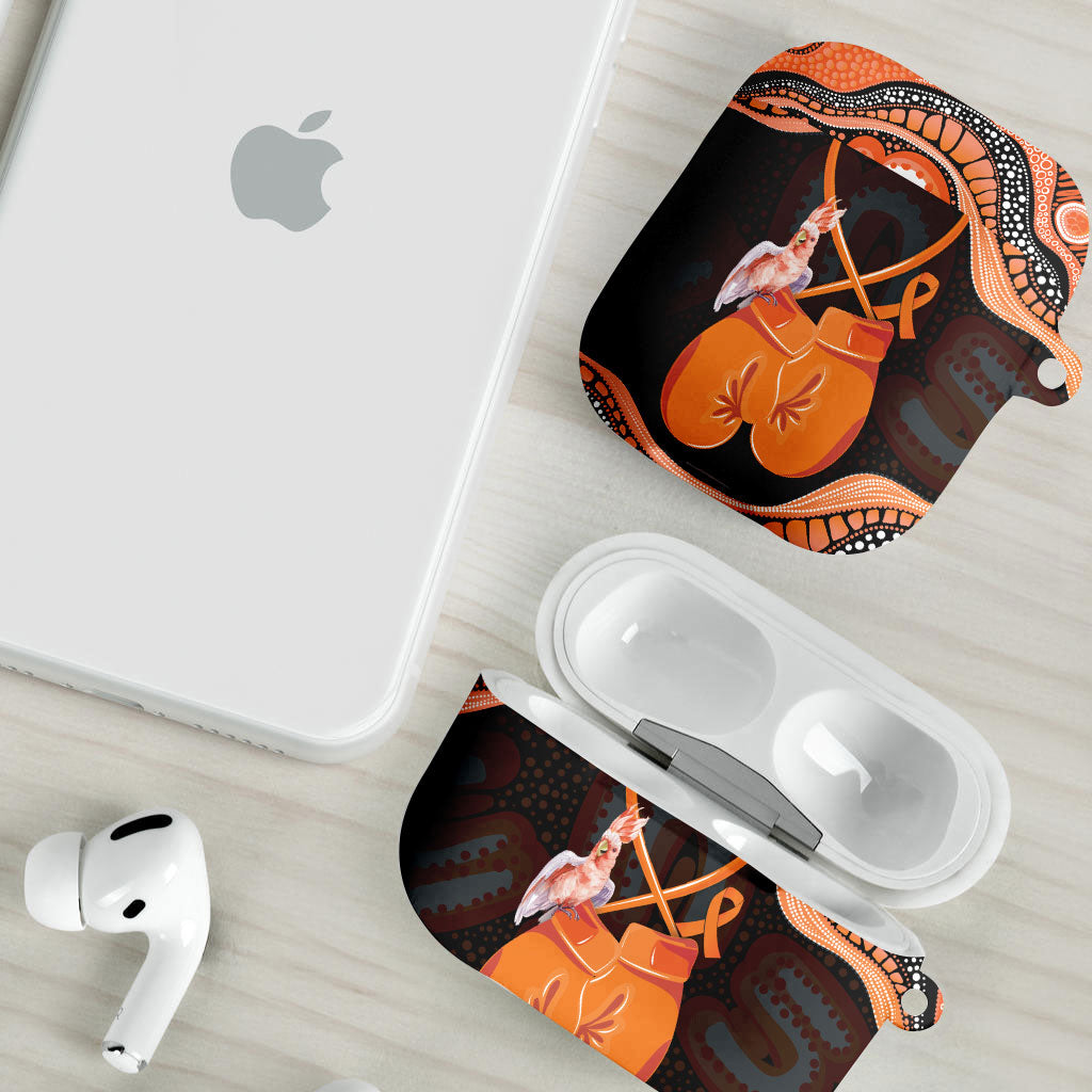 Australia Leukemia Support AirPods Case Aussie Cockatoo Fight Boxing Gloves Aboriginal Art