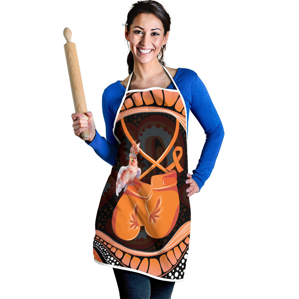 Australia Leukemia Support Apron Aussie Cockatoo Fight Boxing Gloves Aboriginal Art